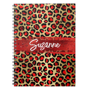 Carnet Trucs de pinceau Leopard rouge or et noir