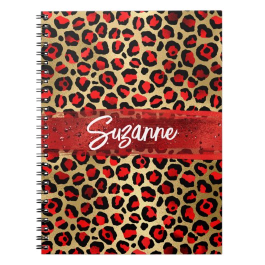 Carnet Trucs de pinceau Leopard rouge or et noir (Devant)