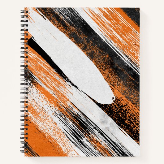 Carnet Trucs de pinceau orange, noir et blanc (Devant)