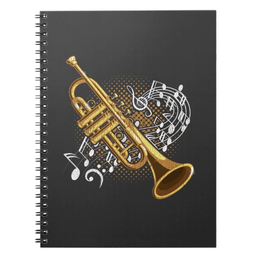 Carnet Trumpet Player Notes musicales Jazz Music Art (Devant)