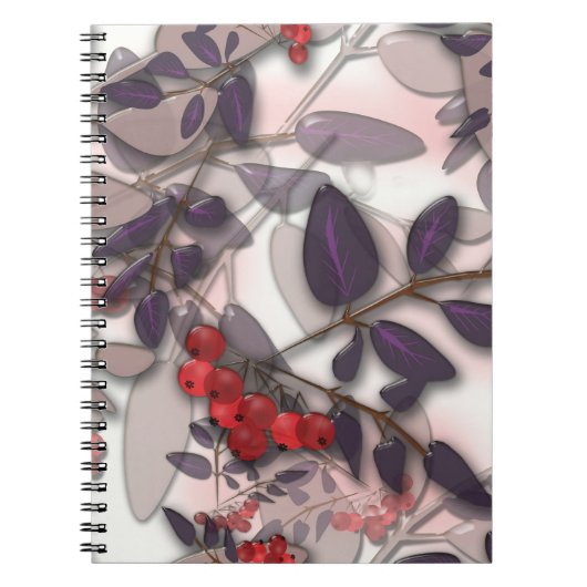 Carnet Tuile de verre 3D feuilles liquides et canneberge (Devant)