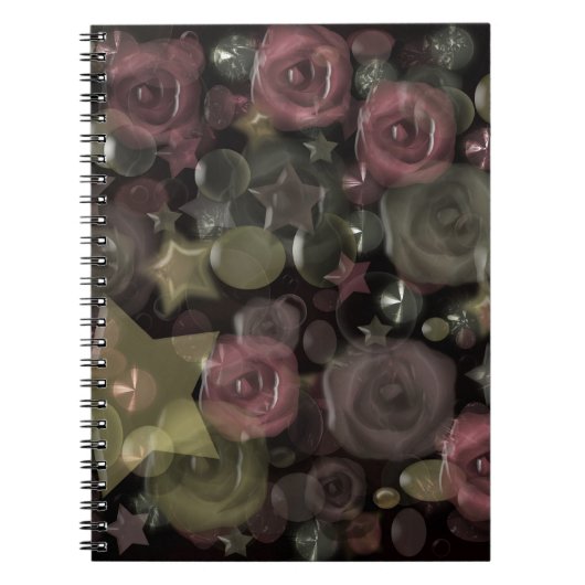 Carnet Tuile de verre 3D roses liquides et étoiles (Devant)