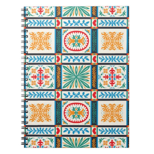 Carnet tuile en majolique italienne. Broderie avec fleurs (Devant)