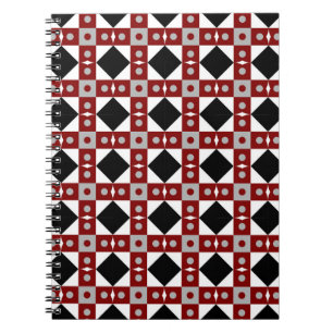 Carnet Tuiles géométriques en rouge, noir et blanc