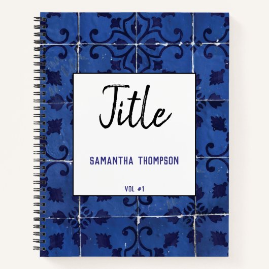 Carnet Tuiles portugaises Azulejo Blue Floral Leaf (Devant)