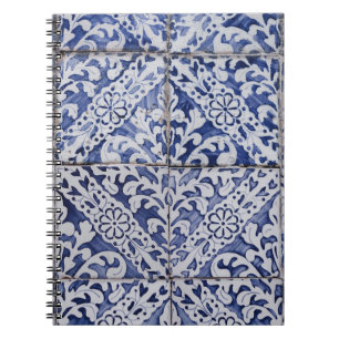 Carnet Tuiles portugaises - Azulejo Floral bleu et blanc
