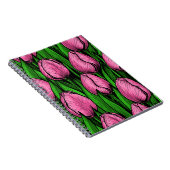 Carnet Tulières roses avec feuilles verts (Côté Droit)