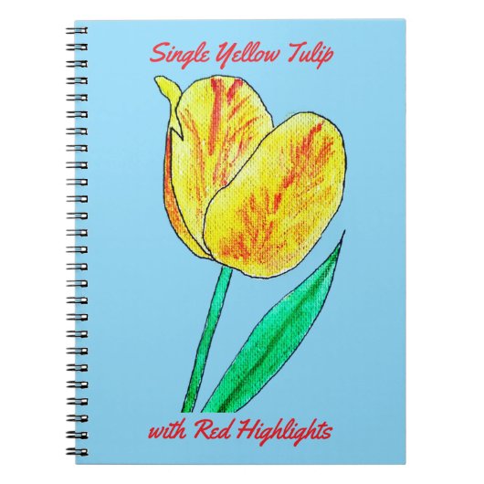 Carnet Tulipe jaune unique reflets rouges (Devant)
