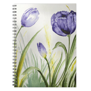 Carnet Tulipes à ressort pourpre