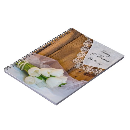 Carnet Tulipes blanches rustiques Mariage de la grange (Côté gauche)