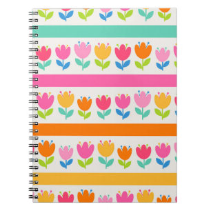 Carnet Tulipes colorées à main mignonne sans couture moti