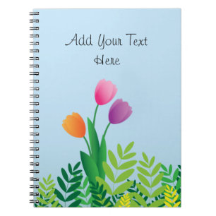 Carnet Tulipes colorées et végétation verte