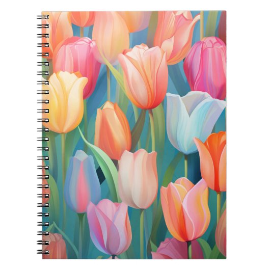 Carnet Tulipes colorées Motif d'art (Devant)