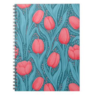 Carnet Tulipes en bleu et rouge