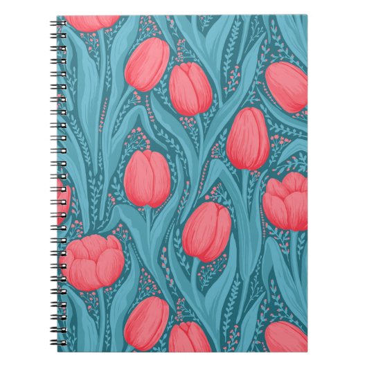 Carnet Tulipes en bleu et rouge (Devant)