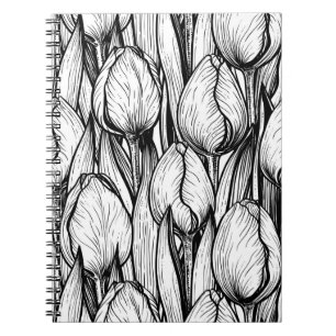 Carnet Tulipes en noir et blanc