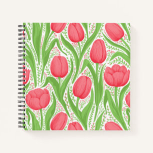 Carnet Tulipes en rouge et vert