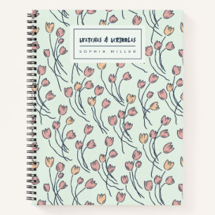 Carnet Tulipes Esquissés Floral Dessiné à la Main Cotta