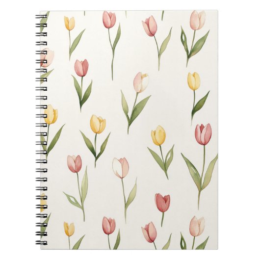 Carnet Tulipes Fleurs Jaune Rose (Devant)