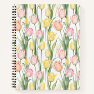 Carnet Tulipes jaunes et roses pastel
