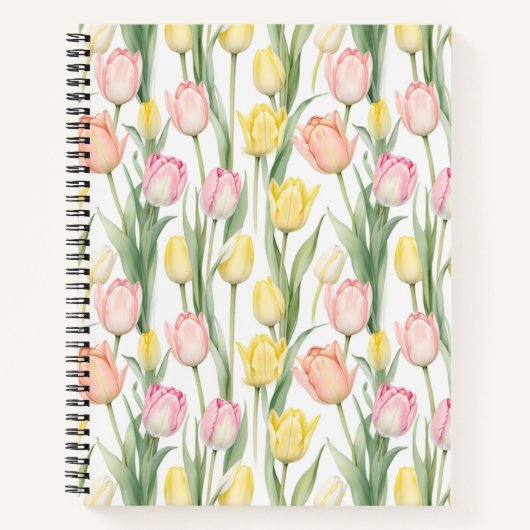 Carnet Tulipes jaunes et roses pastel (Devant)