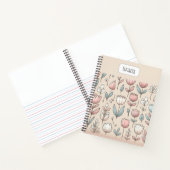 Carnet Tulipes monogrammes mignonnes de fille en rose (Intérieur)