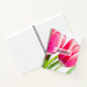 Carnet Tulipes roses avec Feuille vert photo