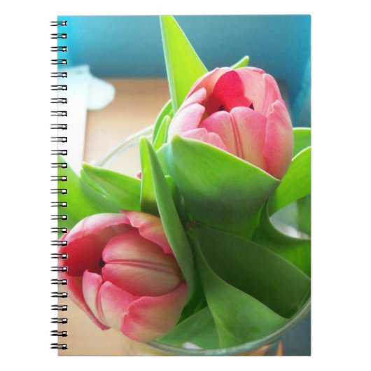 Carnet Tulipes roses sur un bureau (Devant)