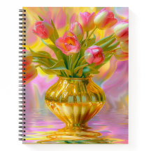 Tulipes roses vibrantes dans le Vase d'or