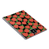 Carnet Tulipes rouges rétro, monogramme personnalisé (Côté Droit)