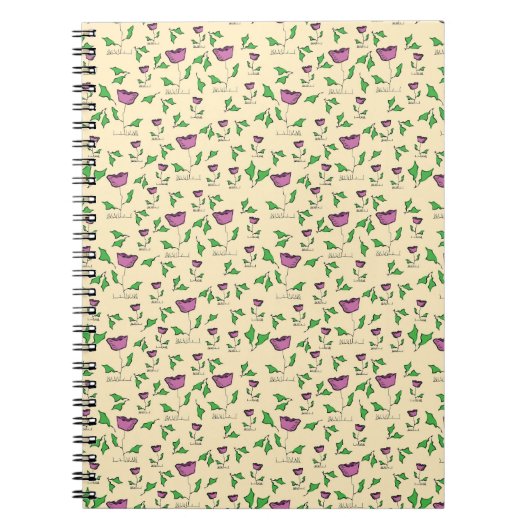 Carnet Tulipes violettes sur fond jaune (Devant)