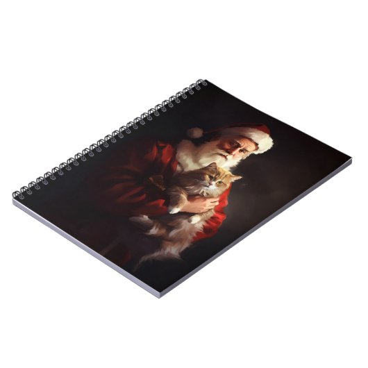 Carnet Turc Angora Chat Santa Claus Festif Noël (Côté gauche)