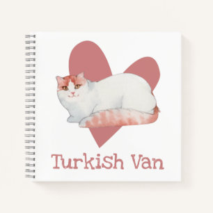 Carnet Turc Van Chat Aquarelle Kitty Coeur rose