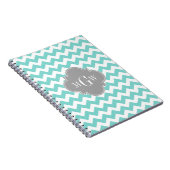 Carnet Turq / Aqua Wht Chevron Gris 3 Monogramme initial (Côté Droit)