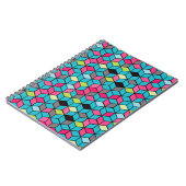 Carnet Turqouise et Motif de cubes roses (Côté gauche)