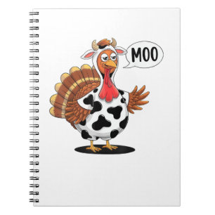 Carnet Turquie Moo Thanksgiving Drôle Turquie vache Moo F