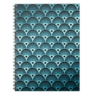 Carnet Turquise, art déco, vintage, belle, motif, mignon