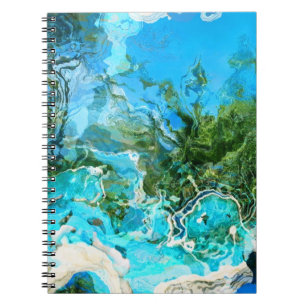 Carnet Turquoise Abstrait Océan Bleu et Vert algues