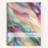 Carnet Turquoise Aqua Blue violet rose or marbre Motif (Devant)
