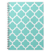 Carnet Turquoise Aqua Wht Moroccan Quatrefoil Pattern #5 (Devant)