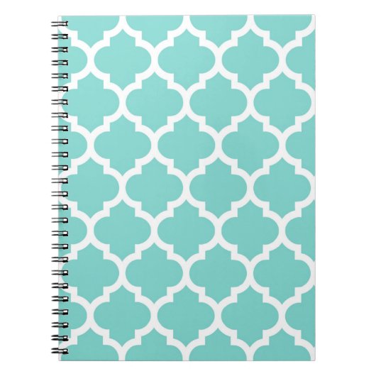 Carnet Turquoise Aqua Wht Moroccan Quatrefoil Pattern #5 (Devant)