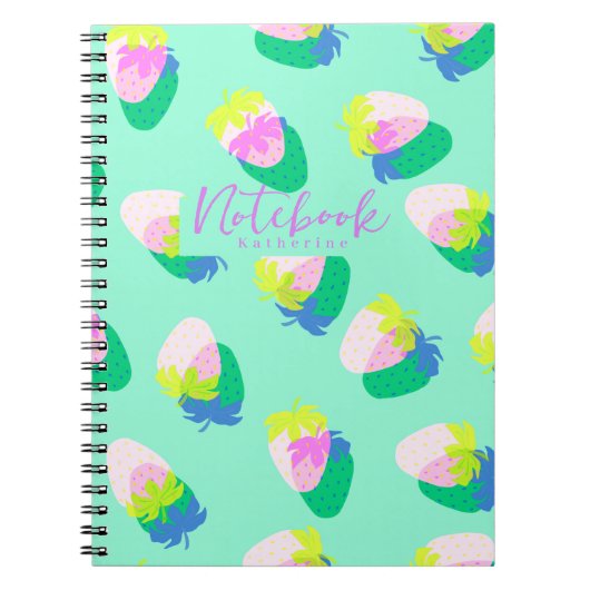 Carnet Turquoise aux fraises (Devant)
