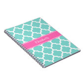 Carnet Turquoise Blanc Marocain #5 Rose Chaud 2 Nom Monog (Côté Droit)