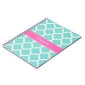 Carnet Turquoise Blanc Marocain #5 Rose Chaud 2 Nom Monog (Côté gauche)