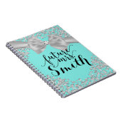 Carnet Turquoise Blanc Nœud Diamant Brillance Future Mme. (Côté Droit)