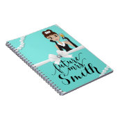 Carnet Turquoise Blanc Nœud Perles de vin Futur Mme. (Côté Droit)