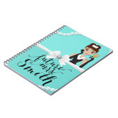 Carnet Turquoise Blanc Nœud Perles de vin Futur Mme. (Côté gauche)