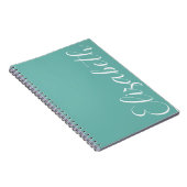 Carnet Turquoise Bleu Blanc Minimal Script Simple Élégant (Côté Droit)