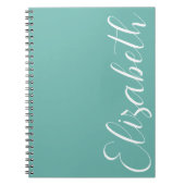 Carnet Turquoise Bleu Blanc Minimal Script Simple Élégant (Devant)