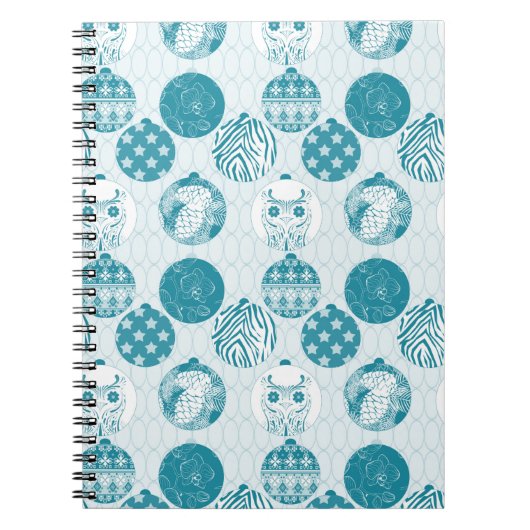 Carnet Turquoise, Bleu, motif de Noël (Devant)